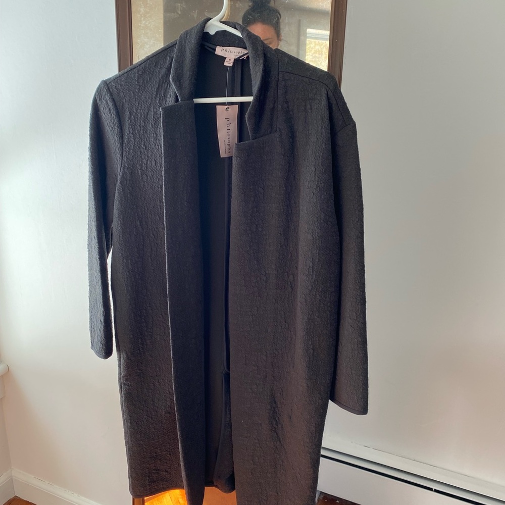 Textured Philosophy long grey jacket